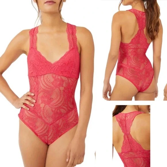 NWT Free People Women’s Intimately FP Midnight Hour Lace Bodysuit. - Picture 1 of 5